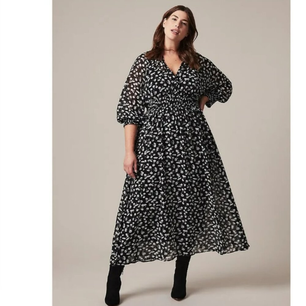 Hudson North Plus Smocked Waist Midi Dress No lining